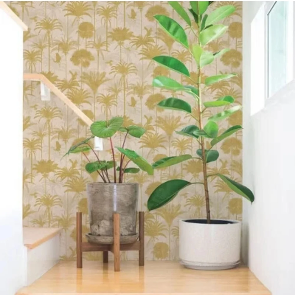Tempaper & Co. Royal Palm Removable Peel and Stick Wallpaper, Gold Palms,